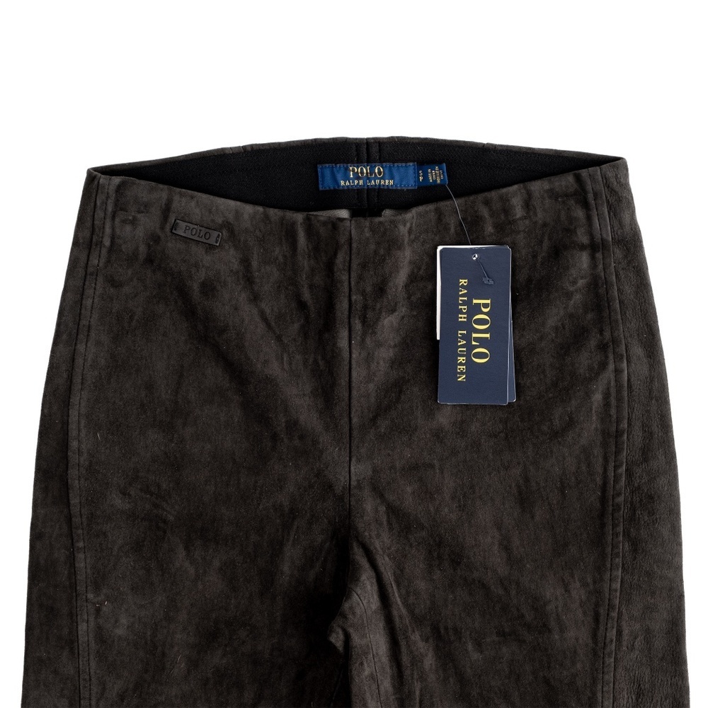 NWT Polo Ralph Lauren Lambskin Suede Zip Legging Pants Dark Gray Womens $998 - S - Picture 12 of 14